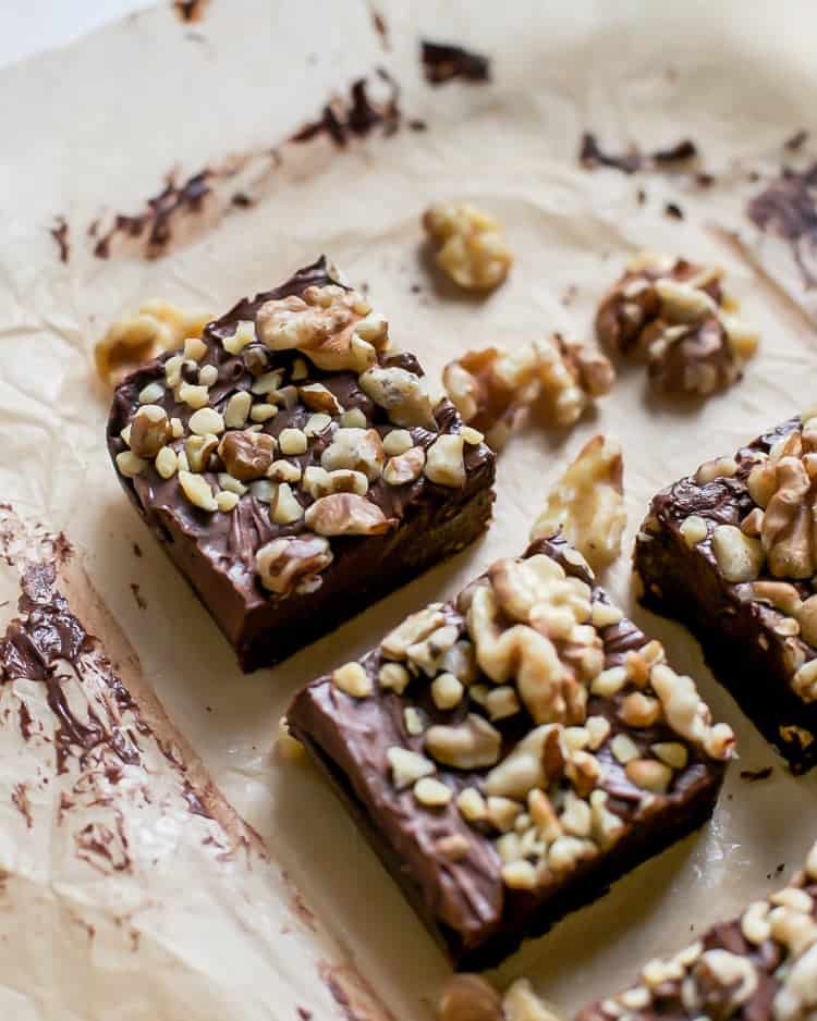 No-Bake Raw Walnut Fudge Brownies: Simple 4-Ingredient Recipe